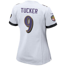 Load image into Gallery viewer, Justin Tucker #9 Baltimore Ravens Women's White Game Jersey