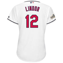 Load image into Gallery viewer, Francisco Lindor #12 Cleveland Indians Women's White 2017 Postseason