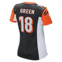 Load image into Gallery viewer, A.J. Green #18 Cincinnati Bengals Women&#39;s Black 50th Anniversary Patch Game Jersey