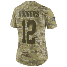 Load image into Gallery viewer, Aaron Rodgers #12 Green Bay Packers Women&#39;s Camo Salute to Service Limited