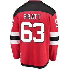 Load image into Gallery viewer, Fanatics Branded Jesper Bratt New Jersey Devils Red Home Breakaway Player Jersey