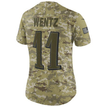 Load image into Gallery viewer, Carson Wentz #11 Philadelphia Eagles Women's Camo Salute to Service Limited Jersey