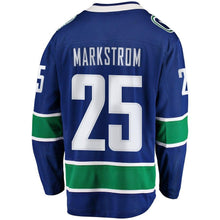 Load image into Gallery viewer, Fanatics Branded Jacob Markstrom Vancouver Canucks Blue Breakaway Player Jersey