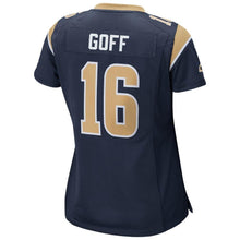 Load image into Gallery viewer, Jared Goff #16 Los Angeles Rams Women's Navy Super Bowl LIII Bound Game Jersey