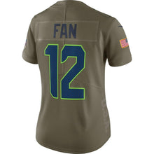 Load image into Gallery viewer, 12s Seattle Seahawks Women&#39;s Olive Salute to Service Limited Jersey