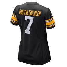 Load image into Gallery viewer, Ben Roethlisberger #7 Pittsburgh Steelers Women's Black Alternate Game Jersey