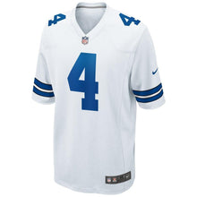 Load image into Gallery viewer, Dak Prescott #4 Dallas Cowboys Youth Navy/White Game Jersey