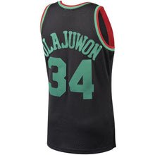 Load image into Gallery viewer, Hakeem Olajuwon #34 Houston Rockets Black 1993-94 Hardwood Classics Christmas Swingan Jersey