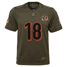 Load image into Gallery viewer, A.J. Green #18 Cincinnati Bengals Youth Olive Salute to Service Game Jersey