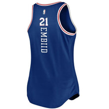 Load image into Gallery viewer, Joel Embiid #21 Philadelphia 76ers Women's Royal Fast Break Tank Jersey
