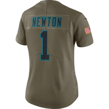 Load image into Gallery viewer, Cam Newton #1 Carolina Panthers Women's Olive Salute to Service Limited Jersey