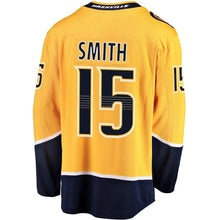 Load image into Gallery viewer, Fanatics Branded Craig Smith Nashville Predators Gold Breakaway Player Jersey