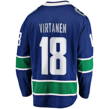 Load image into Gallery viewer, Fanatics Branded Jake Virtanen Vancouver Canucks Blue Breakaway Player Jersey