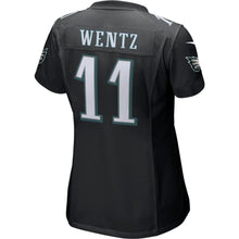 Load image into Gallery viewer, Carson Wentz #11 Philadelphia Eagles Women's Black Game Event Jersey