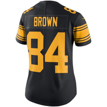 Load image into Gallery viewer, Antonio Brown #84 Pittsburgh Steelers Women&#39;s Black Color Rush Limited Jersey