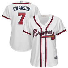 Load image into Gallery viewer, Dansby Swanson #7 Atlanta Braves Women's White 2019 Home Cool Base