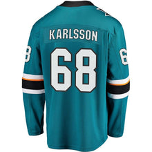 Load image into Gallery viewer, Fanatics Branded Melker Karlsson San Jose Sharks Teal Breakaway Jersey
