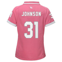 Load image into Gallery viewer, Johnson Arizona #31 Cardinals Youth Girls Pink Bubble Gum Jersey
