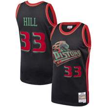 Load image into Gallery viewer, Grant Hill #33 Detroit Pistons Black Hardwood Classics Christmas Swingan Jersey