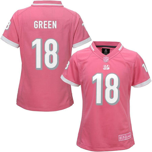 AJ Green #18 Cincinnati Bengals Girls Youth Pink Bubble Gum Jersey