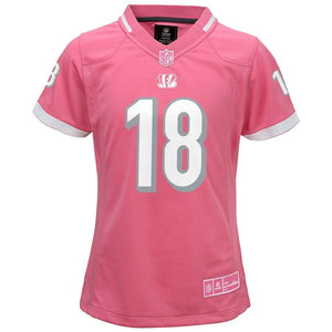 AJ Green #18 Cincinnati Bengals Girls Youth Pink Bubble Gum Jersey