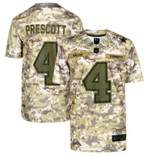 Load image into Gallery viewer, Dak Prescott #4 Dallas Cowboys Youth Camo Salute to Service Game Jersey