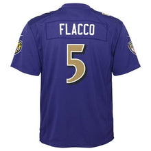 Load image into Gallery viewer, Joe Flacco #5 Baltimore Ravens Youth Purple Color Rush Game Jersey