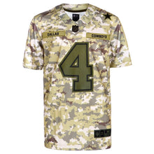 Load image into Gallery viewer, Dak Prescott #4 Dallas Cowboys Youth Camo Salute to Service Game Jersey