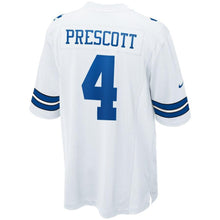 Load image into Gallery viewer, Dak Prescott #4 Dallas Cowboys Youth Navy/White Game Jersey