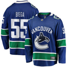 Load image into Gallery viewer, Fanatics Branded Alex Biega Vancouver Canucks Blue Breakaway Player Jersey