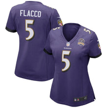 Load image into Gallery viewer, Joe Flacco #5 Baltimore Ravens Women's Purple Patch Game Jersey
