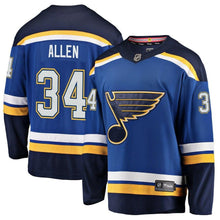 Load image into Gallery viewer, Fanatics Branded Jake Allen St. Louis Blues Blue Breakaway Player Jersey