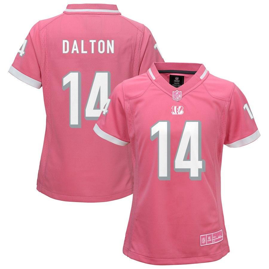 Andy Dalton #14 Cincinnati Bengals Youth Girls Pink Bubble Gum Jersey