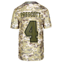 Load image into Gallery viewer, Dak Prescott #4 Dallas Cowboys Youth Camo Salute to Service Game Jersey