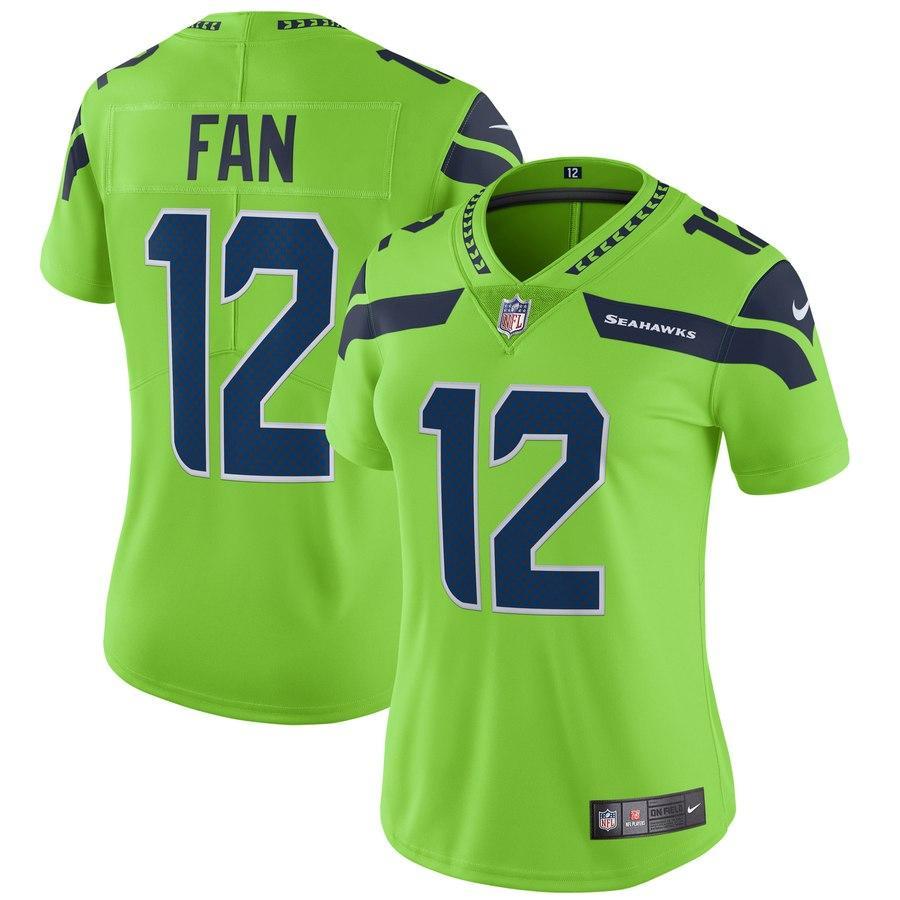 12s Seattle Seahawks Women's Neon Green Vapor Untouchable Color Rush Limited