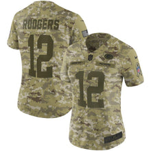 Load image into Gallery viewer, Aaron Rodgers #12 Green Bay Packers Women&#39;s Camo Salute to Service Limited