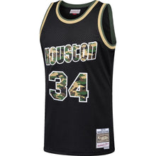Load image into Gallery viewer, Hakeem Olajuwon #34 Houston Rockets Black 1993-94 Straight Fire Camo Mens Swingman Jersey
