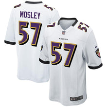 Load image into Gallery viewer, C.J. Mosley #57 Baltimore Ravens Youth White/Black/Purple Game Jersey