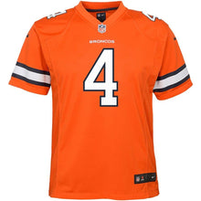 Load image into Gallery viewer, Case Keenum #4 Denver Broncos Youth Orange Color Rush Player Game Jersey