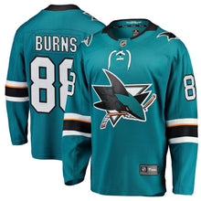 Load image into Gallery viewer, Fanatics Branded Brent Burns San Jose Sharks Teal Breakaway Jersey