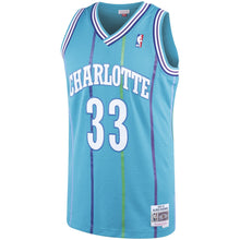 Load image into Gallery viewer, Alonzo Mourning #33 Charlotte Hornets Teal 1992-93 Hardwood Classics Mens Swingman Jersey