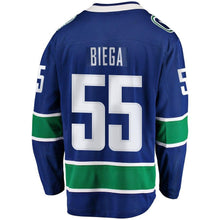 Load image into Gallery viewer, Fanatics Branded Alex Biega Vancouver Canucks Blue Breakaway Player Jersey