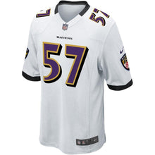 Load image into Gallery viewer, C.J. Mosley #57 Baltimore Ravens Youth White/Black/Purple Game Jersey