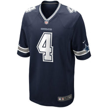 Load image into Gallery viewer, Dak Prescott #4 Dallas Cowboys Youth Navy/White Game Jersey