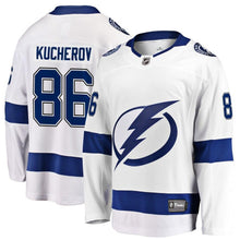 Load image into Gallery viewer, Fanatics Branded Nikita Kucherov Tampa Bay Lightning White Away Premier Breakaway Player Jersey