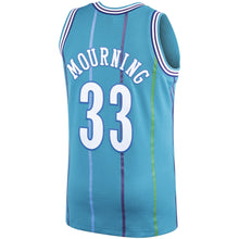 Load image into Gallery viewer, Alonzo Mourning #33 Charlotte Hornets Teal 1992-93 Hardwood Classics Mens Swingman Jersey