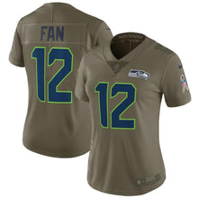 Load image into Gallery viewer, 12s Seattle Seahawks Women&#39;s Olive Salute to Service Limited Jersey