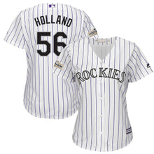 Load image into Gallery viewer, Greg Holland #56 Colorado Rockies Women's White 2017 Postseason