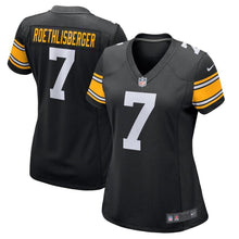 Load image into Gallery viewer, Ben Roethlisberger #7 Pittsburgh Steelers Women's Black Alternate Game Jersey