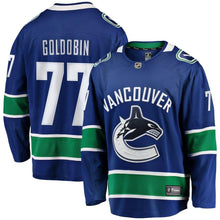 Load image into Gallery viewer, Fanatics Branded Nikolay Goldobin Vancouver Canucks Blue Breakaway Player Jersey